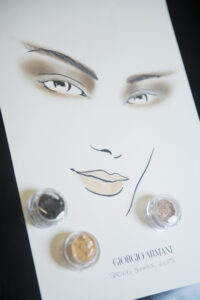 Boceto del look de maquillaje creado por Linda Cantello para Armani.