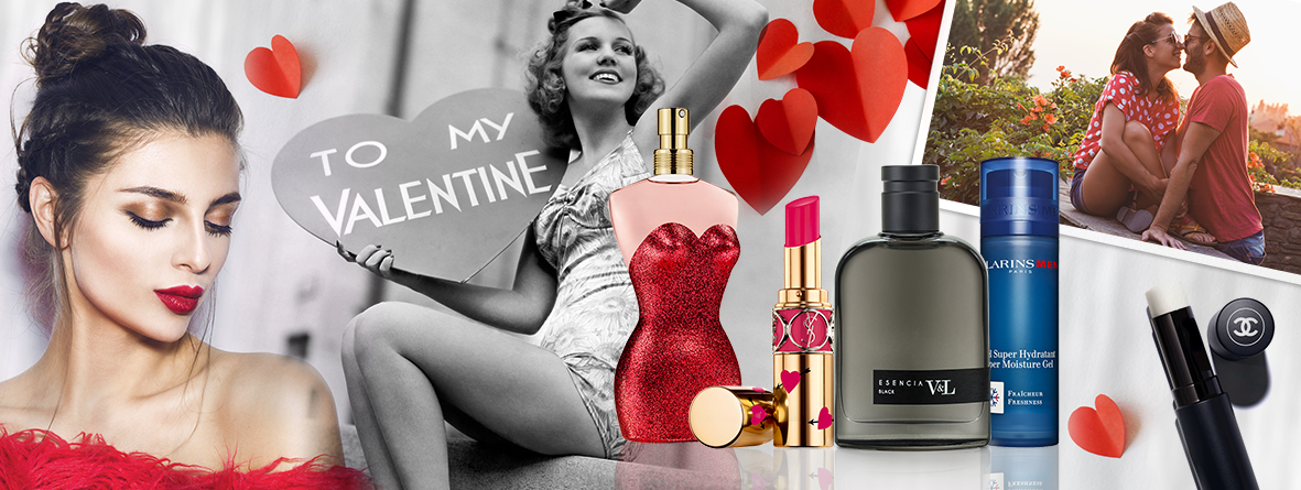 ideas de regalo para San Valentín, bodegón productos belleza