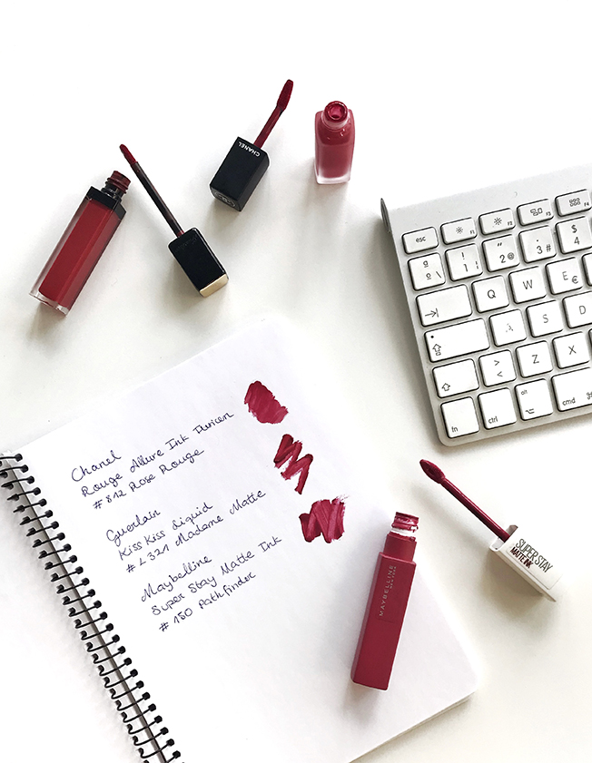 Hemos probado labiales líquidos: Chanel Rouge Allure Ink Fushion, Guerlain Kiss Kiss Liquid y Maybelline Super Stay Matte Ink
