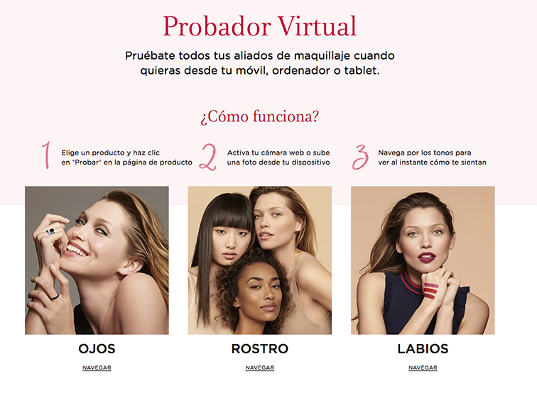 Virtual Try On, probador virtual de maquillaje de Clarins